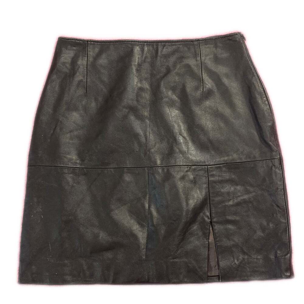 Vintage 90s Leather Mini Patch Skirt Y2K Goth Cyber Matrix Alt Grunge